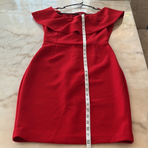 ZARA shoulder off red midi red dress size medium - Picture 11 of 11